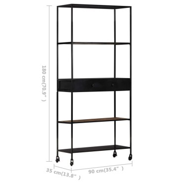 vidaXL Βιβλιοθήκη 80x35x180cm από Ακατέργαστο Ξύλο Μάνγκο & Σίδηρο 1 τεμ.