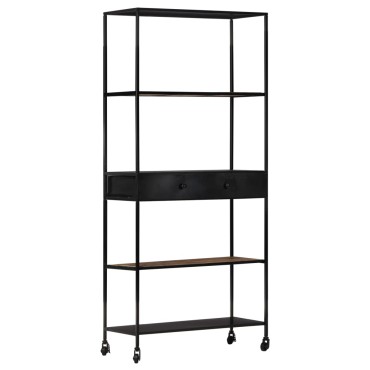 vidaXL Βιβλιοθήκη 80x35x180cm από Ακατέργαστο Ξύλο Μάνγκο & Σίδηρο 1 τεμ.