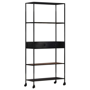 vidaXL Βιβλιοθήκη 80x35x180cm από Ακατέργαστο Ξύλο Μάνγκο & Σίδηρο 1 τεμ.