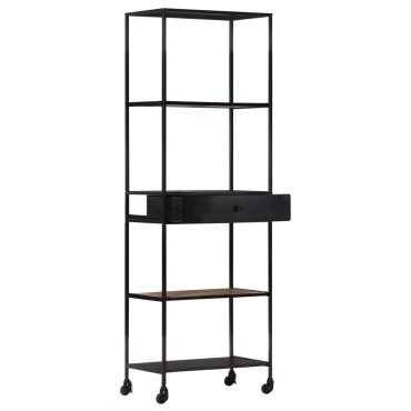 vidaXL Βιβλιοθήκη 60x35x180cm από Ακατέργαστο Ξύλο Μάνγκο & Σίδηρο 1 τεμ.