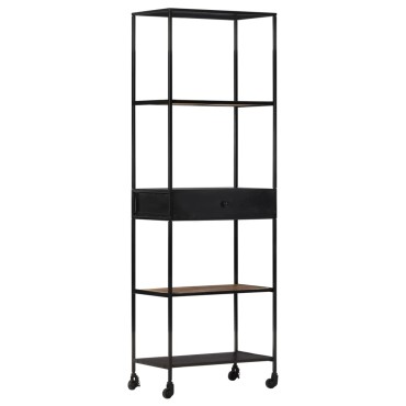 vidaXL Βιβλιοθήκη 60x35x180cm από Ακατέργαστο Ξύλο Μάνγκο & Σίδηρο 1 τεμ.