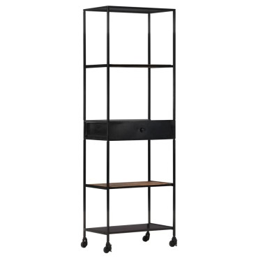 vidaXL Βιβλιοθήκη 60x35x180cm από Ακατέργαστο Ξύλο Μάνγκο & Σίδηρο 1 τεμ.