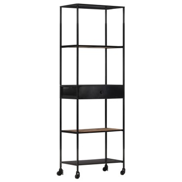 vidaXL Βιβλιοθήκη 60x35x180cm από Ακατέργαστο Ξύλο Μάνγκο & Σίδηρο 1 τεμ.