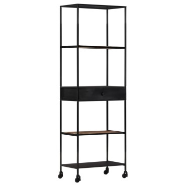 vidaXL Βιβλιοθήκη 60x35x180cm από Ακατέργαστο Ξύλο Μάνγκο & Σίδηρο 1 τεμ.