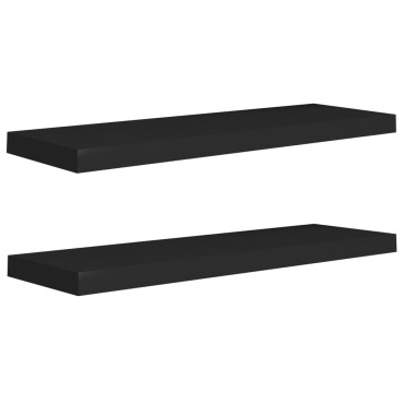 vidaXL Ράφια Τοίχου 2 τεμ. Μαύρα 80x23,5x3,8cm MDF