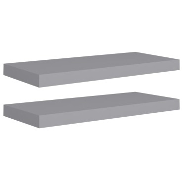 vidaXL Ράφια Τοίχου 2 τεμ. Γκρι 60x23,5x3,8cm MDF