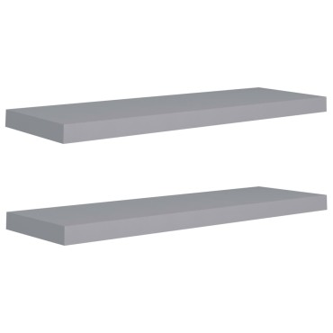 vidaXL Ράφια Τοίχου 2 τεμ. Γκρι 80x23,5x3,8cm MDF