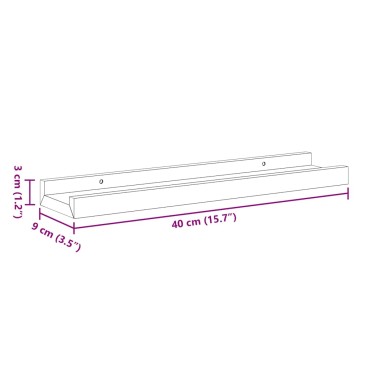 vidaXL Ράφια για Κορνίζες 2 τεμ. Μαύρα 40x9x3cm από MDF