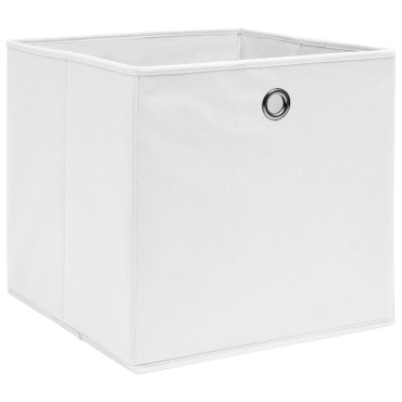 vidaXL Κουτιά Αποθήκευσης 4 τεμ. Λευκά 28x28x28 εκ. Ύφασμα Non-woven