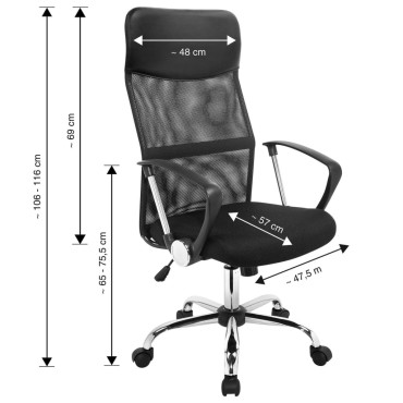 HI Καρέκλα Γραφείου Μαύρη Ατσάλινη 57x57x(106-116)cm 1 τεμ.