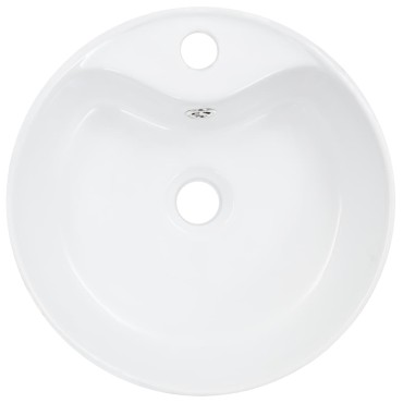 vidaXL Νιπτήρας με Οπή Υπερχείλισης Λευκός 36 x 13 εκ. Κεραμικός