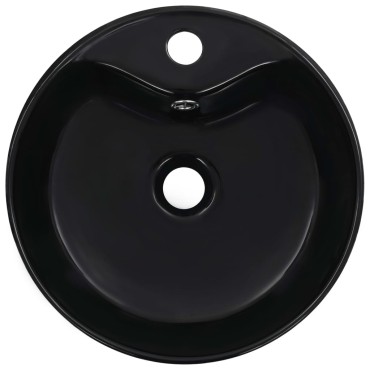 vidaXL Νιπτήρας με Οπή Υπερχείλισης Μαύρος 36 x 13 εκ. Κεραμικός