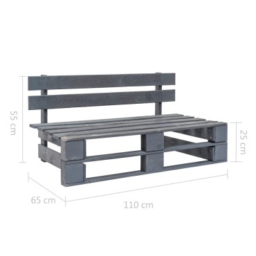 vidaXL Παγκάκι Κήπου από Παλέτες Γκρι Ξύλινο 110x65x55cm 1 τεμ.