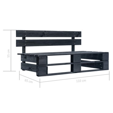 vidaXL Παγκάκι Κήπου από Παλέτες Μαύρο Ξύλινο 110x65x55cm 1 τεμ.