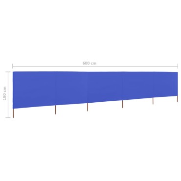 vidaXL Προστατευτικό Αέρα με 5 Πάνελ Αζούρ Μπλε 600x160 εκ. Υφασμάτινο