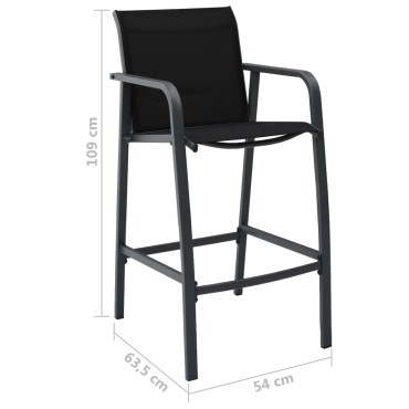 vidaXL Καρέκλες Μπαρ Κήπου 2 τεμ. Μαύρες από Textilene 54x63,5x109cm