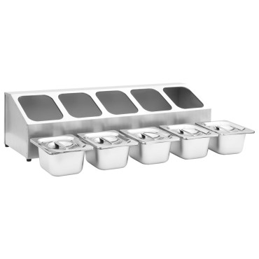 vidaXL Βάση για Λεκάνες Gastronorm με 5 Σκεύη GN 1/6 Ανοξείδωτο Ατσάλι
