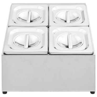 vidaXL Βάση για Λεκάνες Gastronorm με 4 Σκεύη GN 1/6 Ανοξείδωτο Ατσάλι