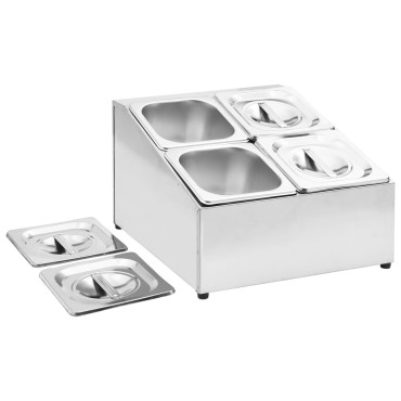 vidaXL Βάση για Λεκάνες Gastronorm με 4 Σκεύη GN 1/6 Ανοξείδωτο Ατσάλι