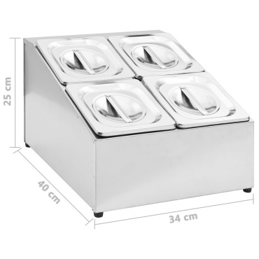 vidaXL Βάση για Λεκάνες Gastronorm με 4 Σκεύη GN 1/6 Ανοξείδωτο Ατσάλι