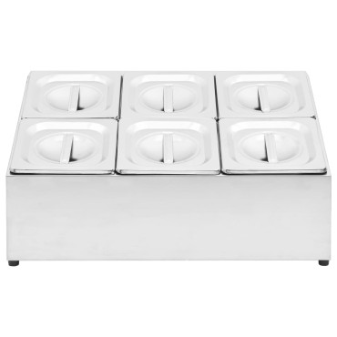 vidaXL Βάση για Λεκάνες Gastronorm με 6 Σκεύη GN 1/6 Ανοξείδωτο Ατσάλι