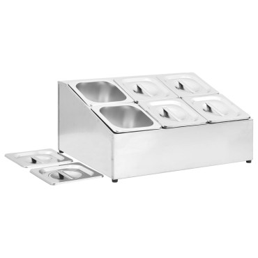 vidaXL Βάση για Λεκάνες Gastronorm με 6 Σκεύη GN 1/6 Ανοξείδωτο Ατσάλι