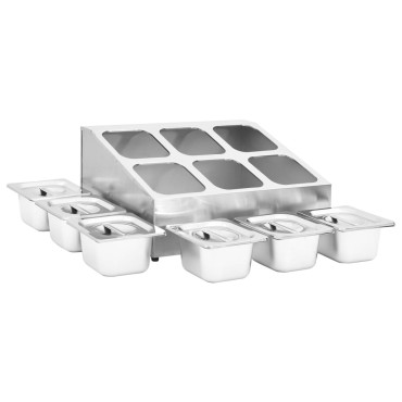 vidaXL Βάση για Λεκάνες Gastronorm με 6 Σκεύη GN 1/6 Ανοξείδωτο Ατσάλι