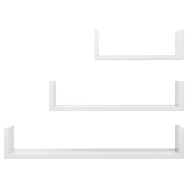 vidaXL Ράφια Τοίχου 3 τεμ. Γυαλιστερό Λευκό από Μοριοσανίδα 60x15x10cm