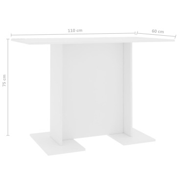 vidaXL Τραπεζαρία Λευκή 110x60x75cm από Επεξ. Ξύλο 1 τεμ.