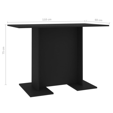 vidaXL Τραπεζαρία Μαύρη 110x60x75cm από Επεξ. Ξύλο 1 τεμ.