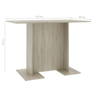 vidaXL Τραπεζαρία Sonoma Δρυς 110x60x75cm από Επεξ. Ξύλο 1 τεμ.