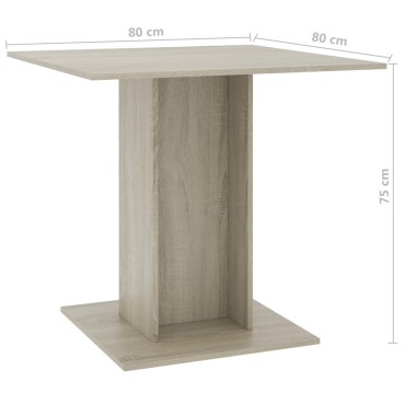 vidaXL Τραπεζαρία Sonoma Δρυς 80x80x75cm από Μοριοσανίδα 1 τεμ.