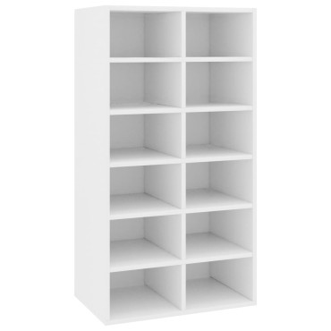 vidaXL Παπουτσοθήκη Λευκή Δρυς 54x34x100,5cm από Επεξεργασμένο Ξύλο