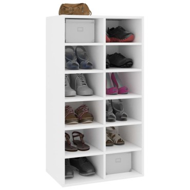 vidaXL Παπουτσοθήκη Λευκή Δρυς 54x34x100,5cm από Επεξεργασμένο Ξύλο