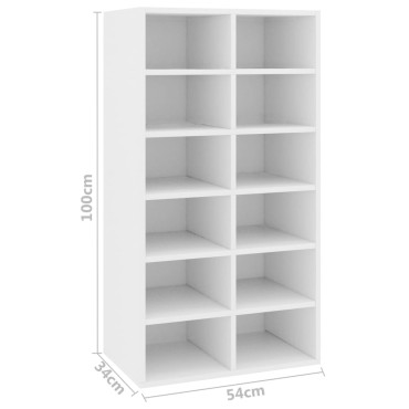 vidaXL Παπουτσοθήκη Λευκή Δρυς 54x34x100,5cm από Επεξεργασμένο Ξύλο