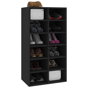 vidaXL Παπουτσοθήκη Μαύρη Δρυς 54x34x100,5cm από Επεξεργασμένο Ξύλο