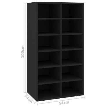 vidaXL Παπουτσοθήκη Μαύρη Δρυς 54x34x100,5cm από Επεξεργασμένο Ξύλο