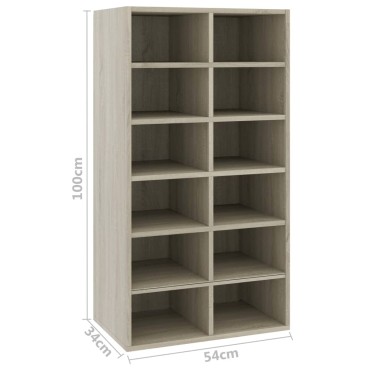 vidaXL Παπουτσοθήκη Sonoma Δρυς 54x34x100,5cm από Επεξεργασμένο Ξύλο