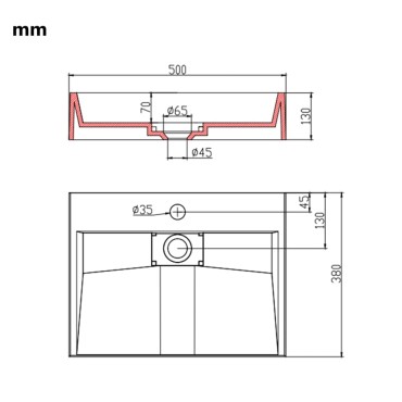 vidaXL Νιπτήρας Λευκός 50x38x13 εκ. Συνθετικός από Τεχνητό Μάρμαρο