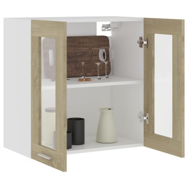 vidaXL Ντουλάπι Κρεμαστό με Τζάμι Lyon Sonoma Δρυς 60x31x60cm 1 τεμ.