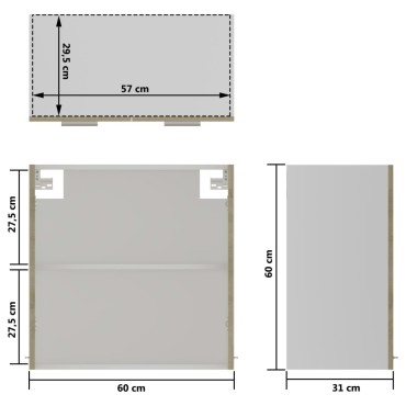 vidaXL Ντουλάπι Κρεμαστό με Τζάμι Sonoma Δρυς 60x31x60cm Μοριοσανίδα 1 τεμ.