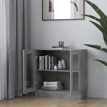 vidaXL Βιτρίνα Γκρι του Σκυροδέματος 82,5x30,5x80cm Επεξ. Ξύλο 1 τεμ.