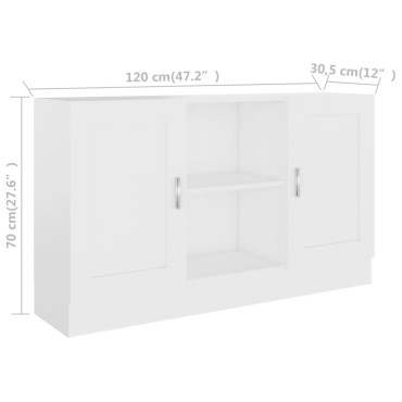 vidaXL Μπουφές Λευκός 120x30,5x70cm από Επεξ. Ξύλο 1 τεμ.