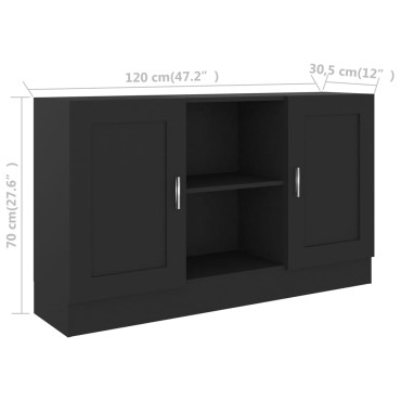 vidaXL Μπουφές Μαύρος 120x30,5x70cm από Επεξ. Ξύλο 1 τεμ.