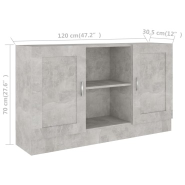 vidaXL Μπουφές Γκρι Σκυροδέματος 120x30,5x70cm από Επεξ. Ξύλο 1 τεμ.