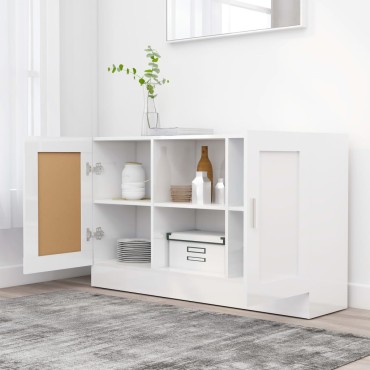 vidaXL Μπουφές Γυαλιστερό Λευκό 120x30,5x70cm από Επεξ. Ξύλο 1 τεμ.
