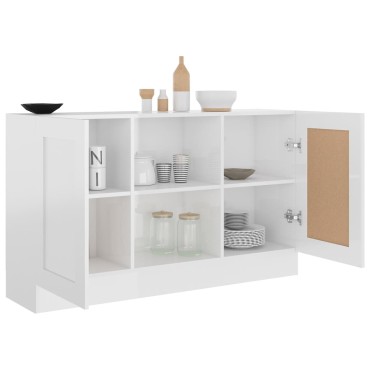 vidaXL Μπουφές Γυαλιστερό Λευκό 120x30,5x70cm από Επεξ. Ξύλο 1 τεμ.