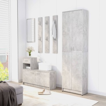 vidaXL Ντουλάπα Διαδρόμου Γκρι Σκυροδέματος 55x25x189cm Επεξ. Ξύλο 1 τεμ.