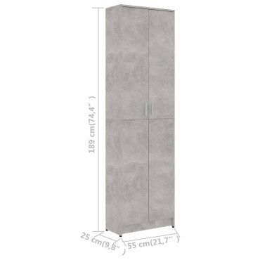 vidaXL Ντουλάπα Διαδρόμου Γκρι Σκυροδέματος 55x25x189cm Επεξ. Ξύλο 1 τεμ.