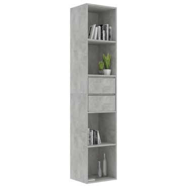 vidaXL Βιβλιοθήκη Γκρι του Σκυροδέματος 36x30x171cm από Επεξ. Ξύλο 1 τεμ.